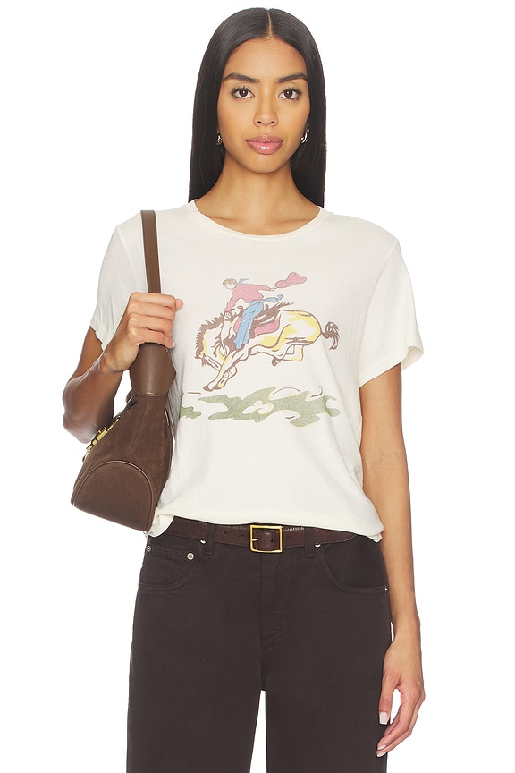 view 1 of 4 The Little Tee With Rider Graphic in Washed White