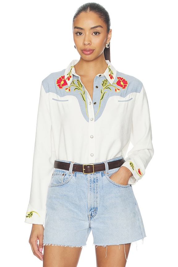 view 1 of 5 The Embroidered Western Shirt X Stetson Collab in Cream With Chambray Mix Multi
