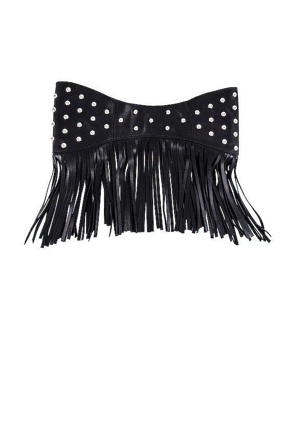 view 2 of 2 Junie Leather Fringe Belt in Black