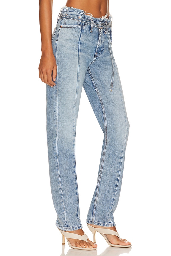 view 2 of 5 Adriana Belted Frayed Waist Slim Straight Jeans in Bisbee