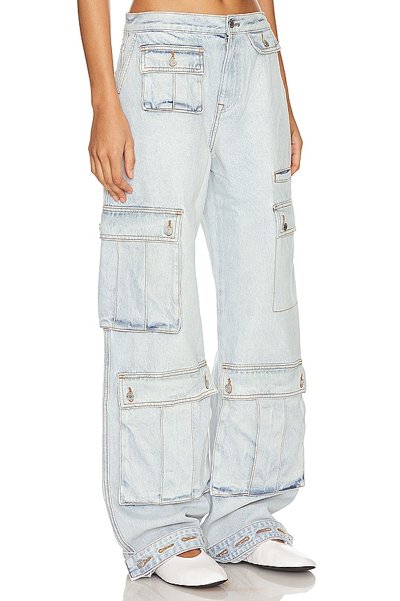 view 2 of 4 Lara Low Rise Wide Leg Cargo Jeans in Echo Light