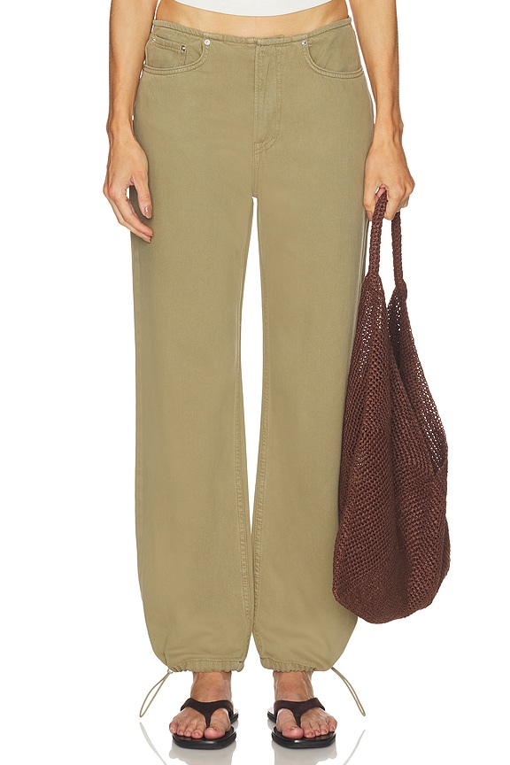 view 1 of 9 Erika Cinched Hem Jean in Oak Moss