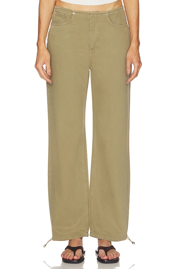 view 2 of 9 Erika Cinched Hem Jean in Oak Moss