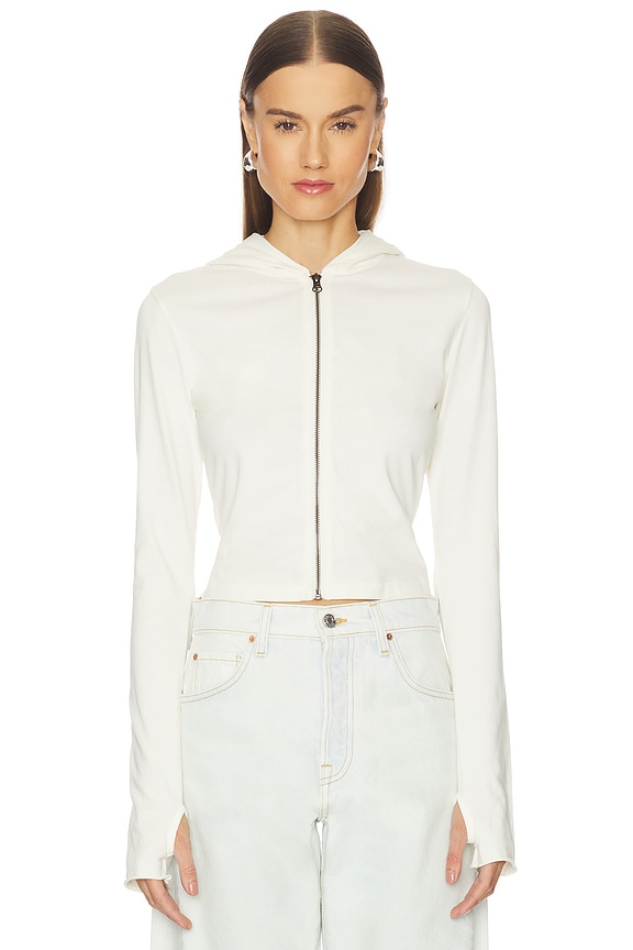 view 1 of 7 Shrunken Zip Hoodie in Bone