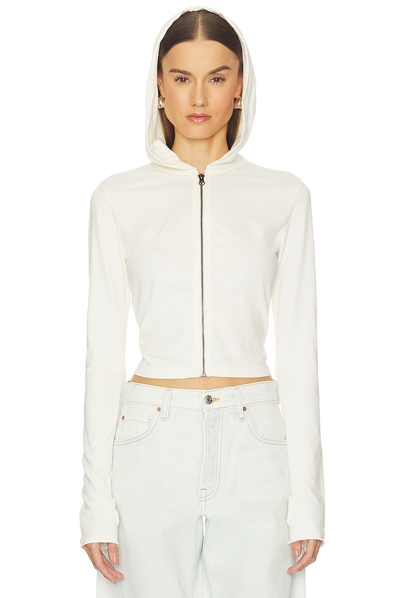 view 2 of 7 Shrunken Zip Hoodie in Bone