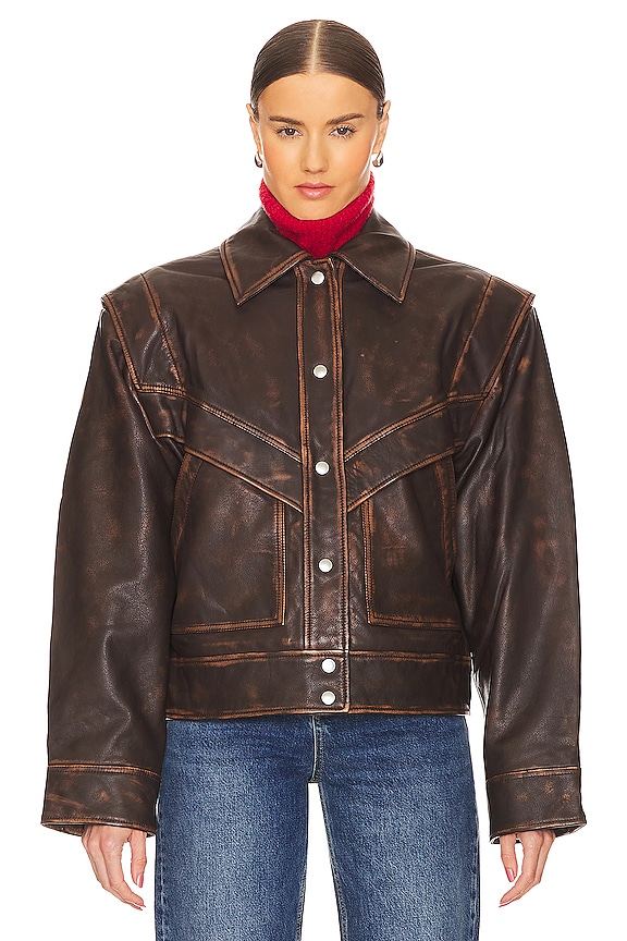 view 2 of 5 CHAQUETA JAYDEN DISTRESSED in Dark Brown