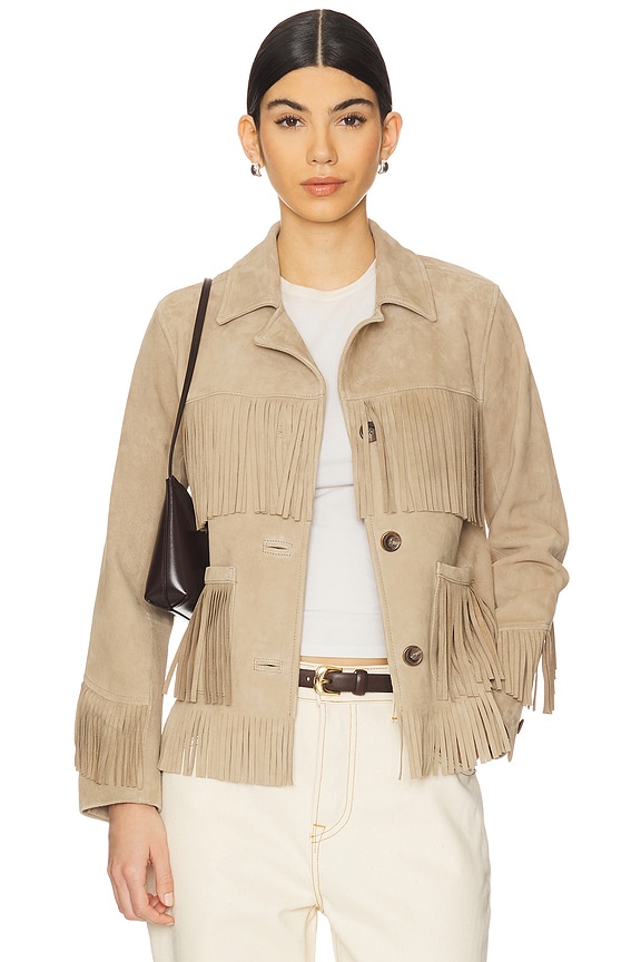 view 1 of 5 Joni Suede Fringe Jacket in Desert Sand
