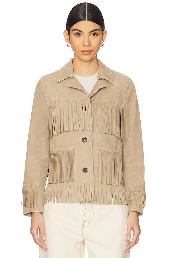 view 2 of 5 Joni Suede Fringe Jacket in Desert Sand