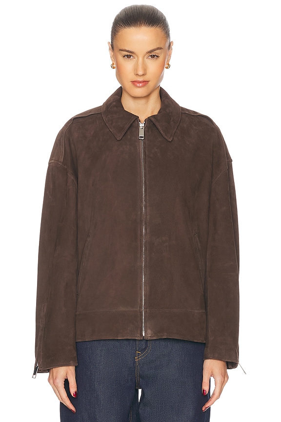 view 2 of 5 Alek Suede Jacket in Chocolate Brown