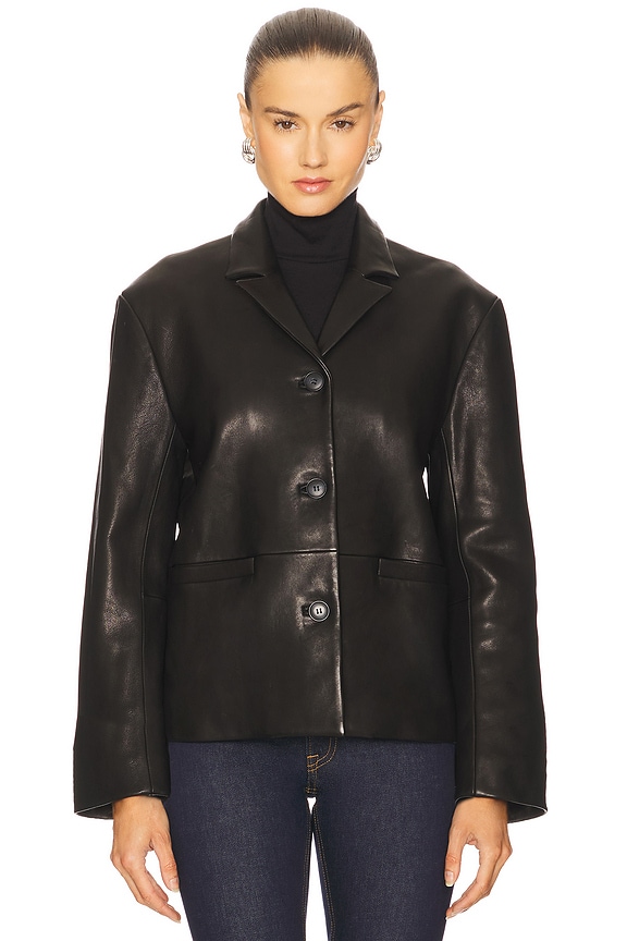 view 2 of 6 Marlo Leather Blazer in Black