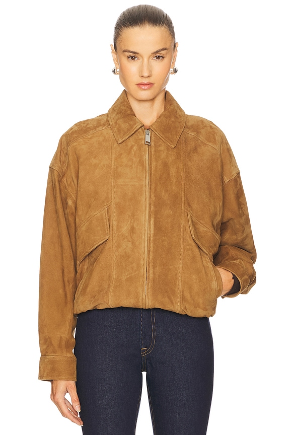 view 2 of 6 Wren Suede Bomber in Cognac