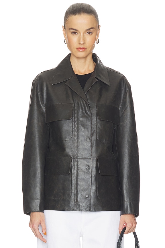 view 2 of 7 Dara Leather Jacket in Dark Brown