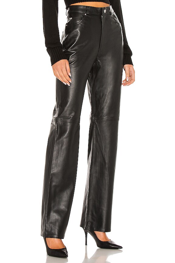 view 2 of 4 Mila Leather Boot Cut Pant in Black