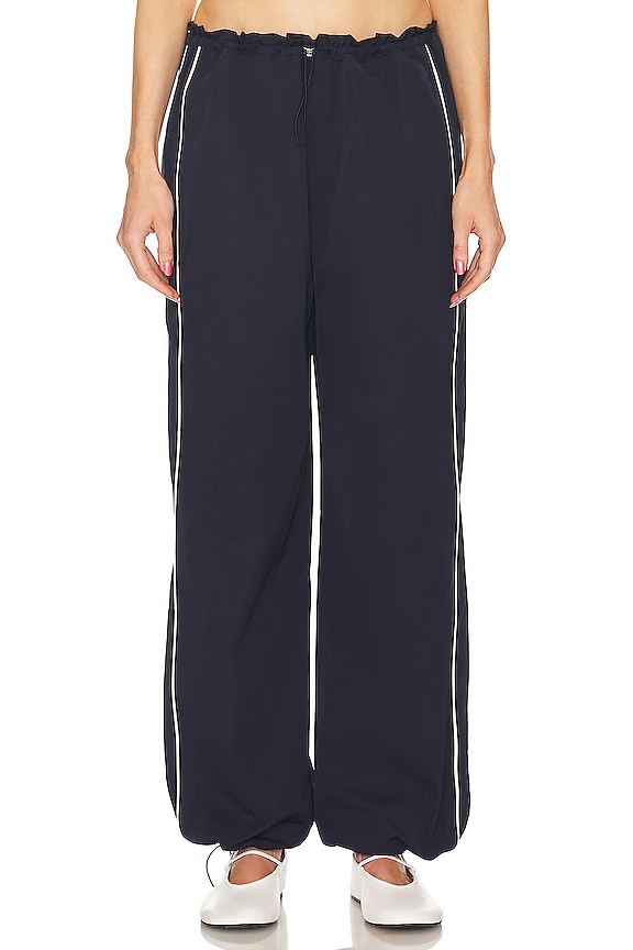 view 2 of 5 Cinched Waist Wide Leg Pant in Navy & Ivory
