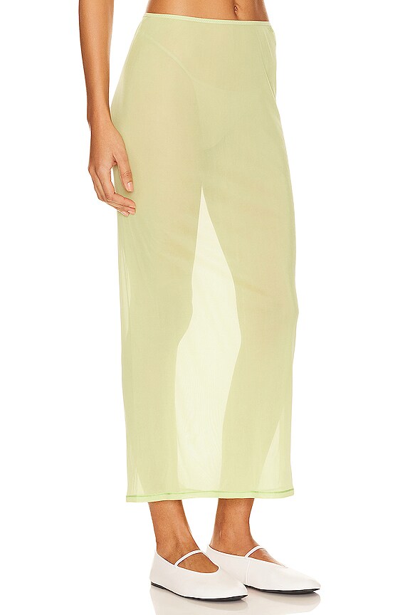 view 2 of 4 Mesh Midi Skirt in Electric Lime