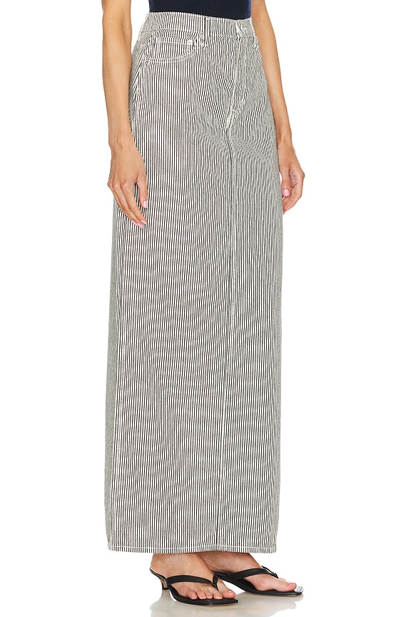 view 2 of 6 Amara Maxi Pencil Skirt With Back Slit in Ticking Stripe