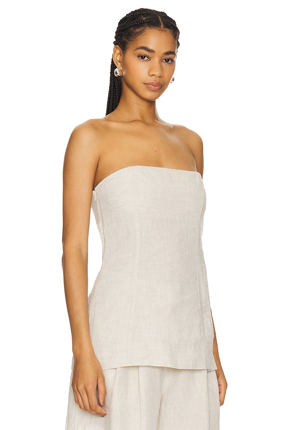 view 2 of 5 Linen Strapless Tunic Top in Natural Linen