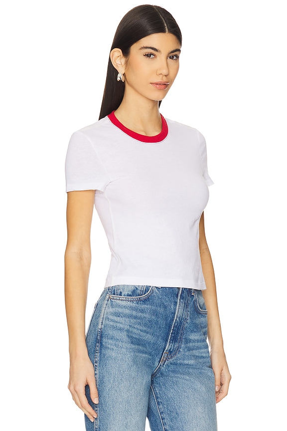 view 2 of 4 T-SHIRT CREW NECK SHORT SLEEVE BABY TEE in White & Vintage Red