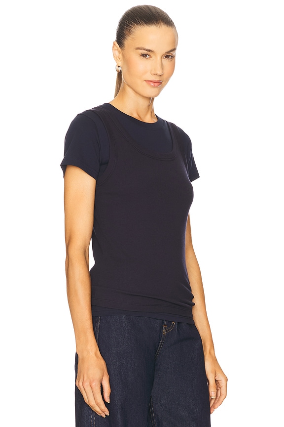 view 2 of 5 Layered Short Sleeve Tee in Navy