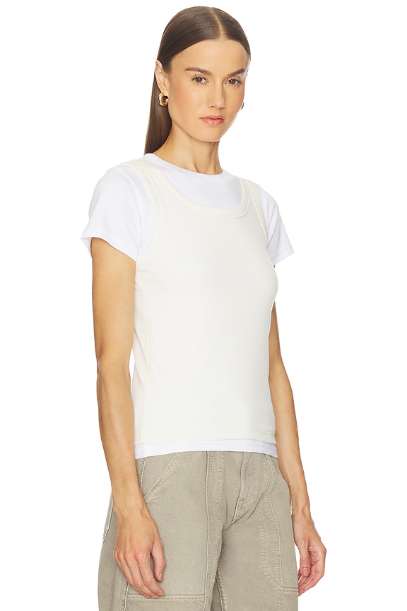 view 2 of 6 T-SHIRT LAYERED SHORT SLEEVE TEE in White & Bone