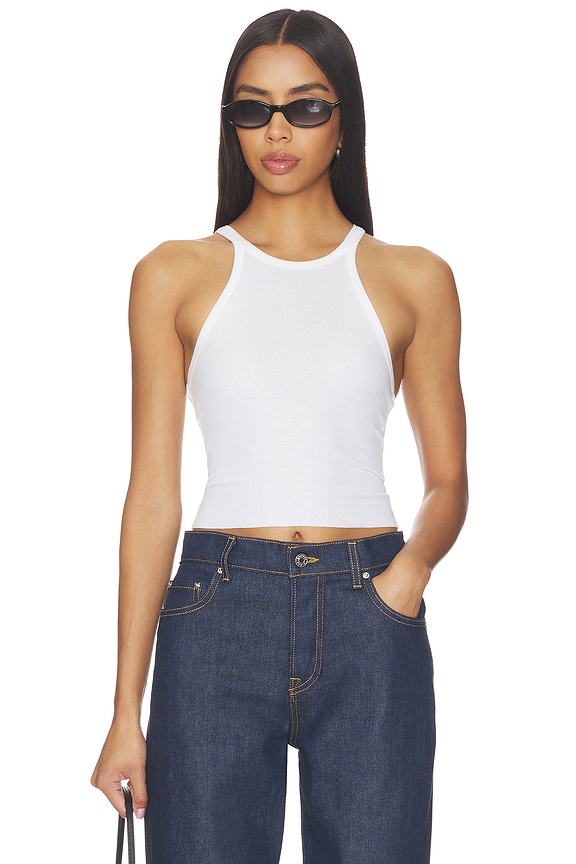 view 1 of 6 Cropped Racer Tank in White