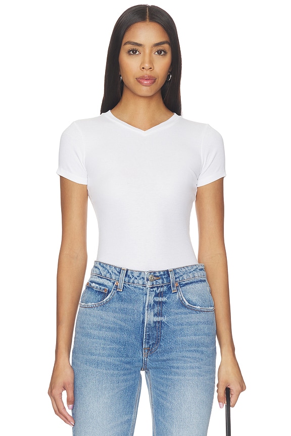 view 1 of 6 T-SHIRT V-NECK SLIM FIT TEE in White