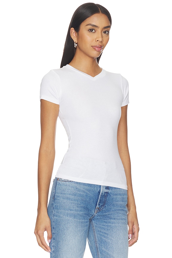 view 2 of 6 T-SHIRT V-NECK SLIM FIT TEE in White