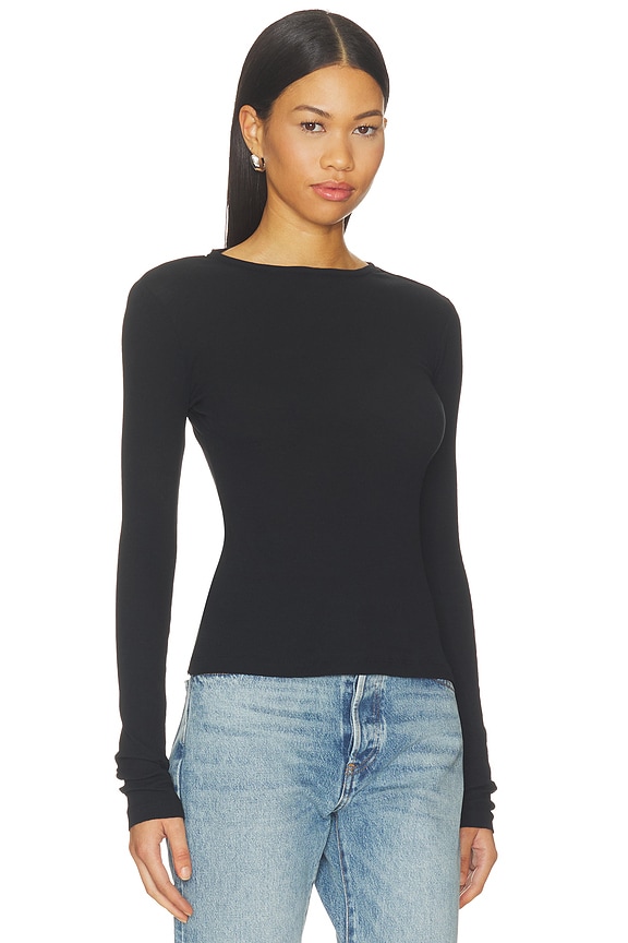 view 2 of 6 Sheer Crew Neck Tee in Black