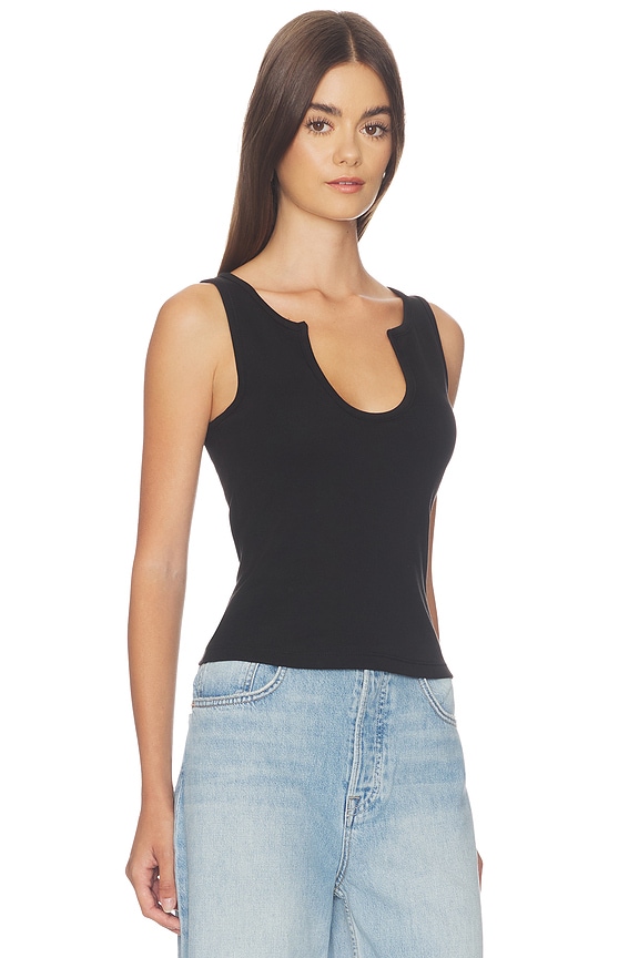 view 2 of 4 Deep U-neck Tank in Black