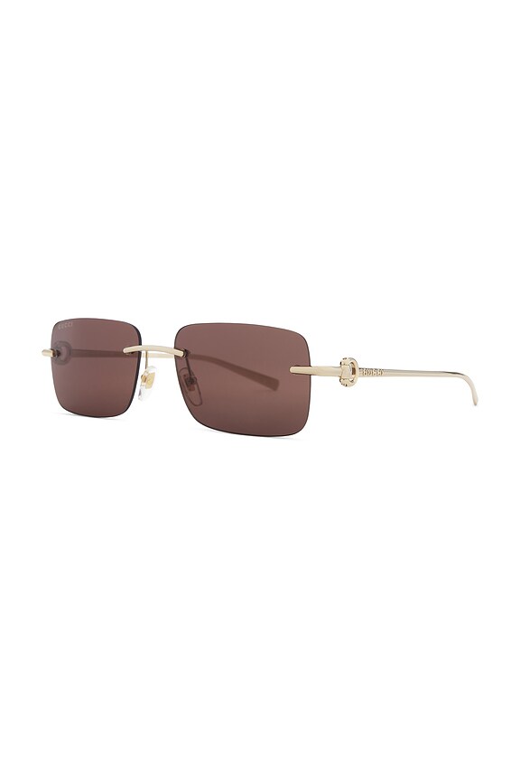 view 2 of 3 Rectangular Sunglasses in Gold & Brown