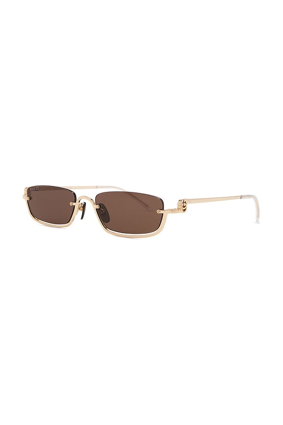 view 2 of 3 Rectangular Sunglasses in Gold & Brown