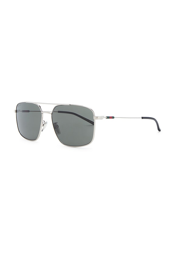 view 2 of 3 Web Stripe Rectangular Sunglasses in Silver & Grey