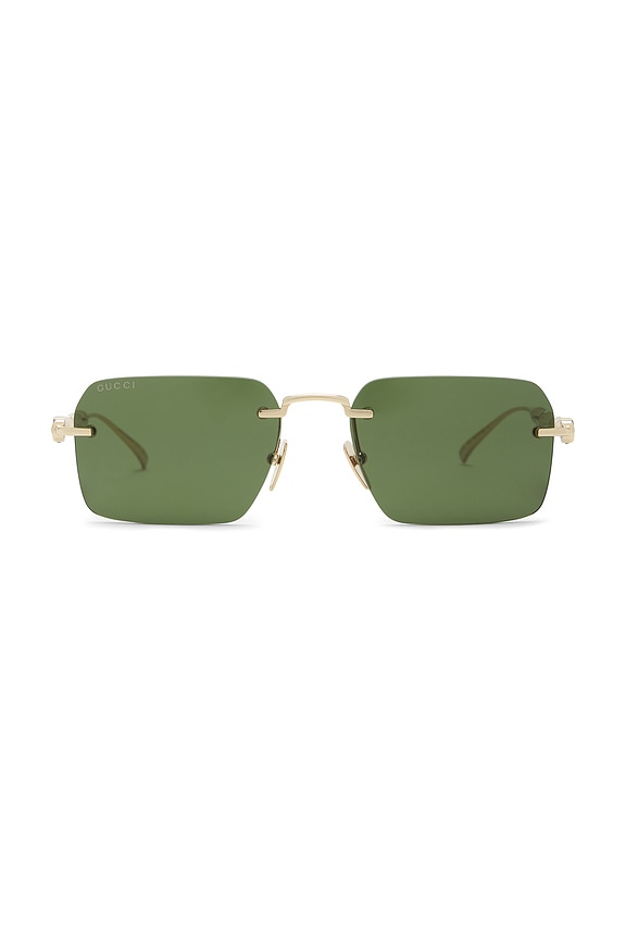 view 1 of 3 Rectangular Bamboo Metal Sunglasses in Gold & Green