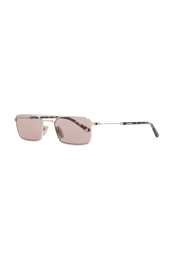 view 2 of 3 Metal Frame Rectangular Sunglasses in Silver & Havana Brown