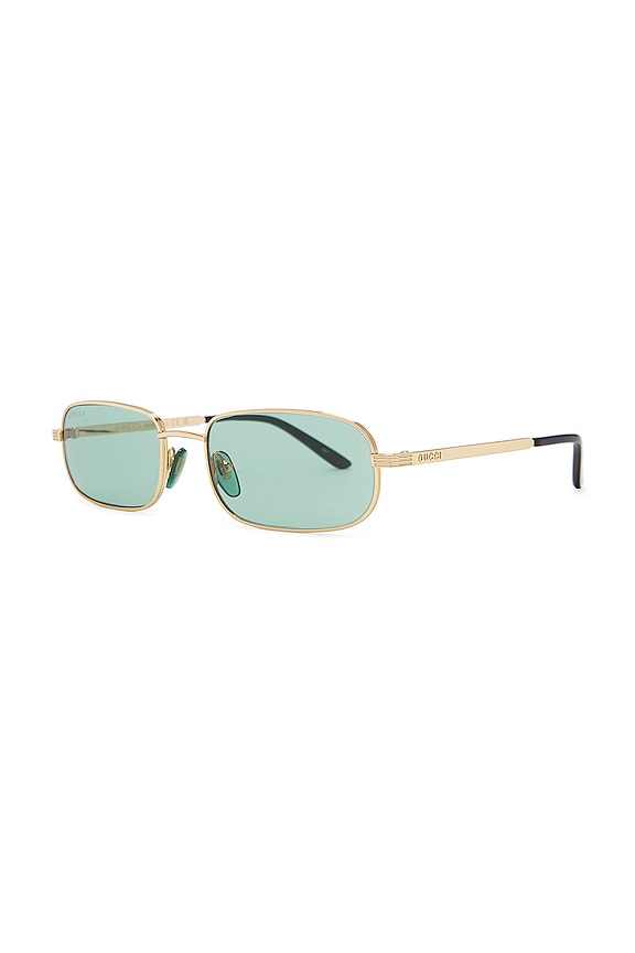 view 2 of 3 Rectangular Sunglasses in Gold & Green