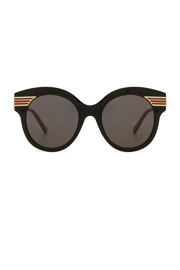 view 1 of 3 LUNETTES DE SOLEIL OVERSIZE CAT EYE ACETATE in Shiny Black & Grey