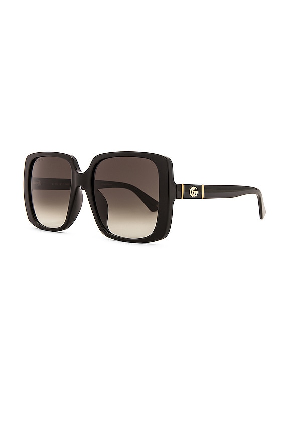 view 2 of 3 Lines Square Sunglasses in Shiny Black & Grey Gradient