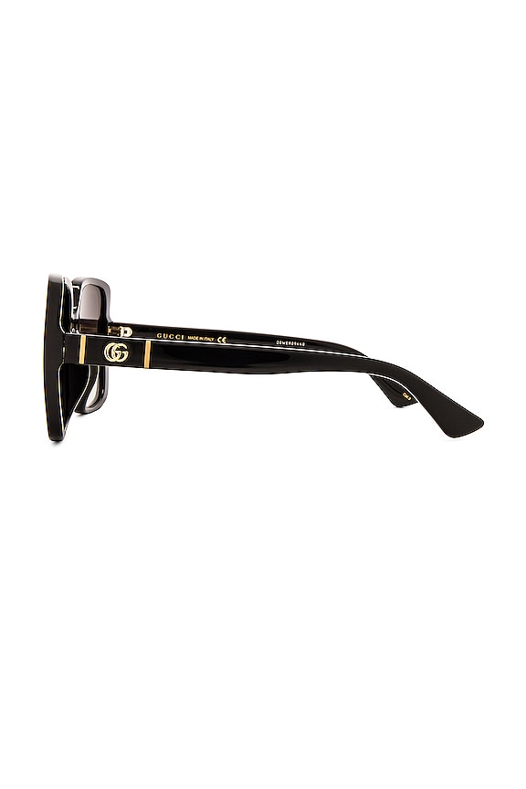 Gucci Lines Square Sunglasses in Shiny Black & Grey Gradient | REVOLVE