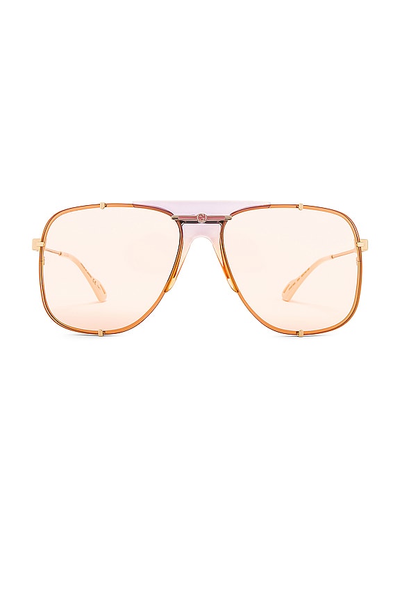 view 1 of 3 Oversized Embellished Pilot in Shiny Gold Transparent Lilac & Pink