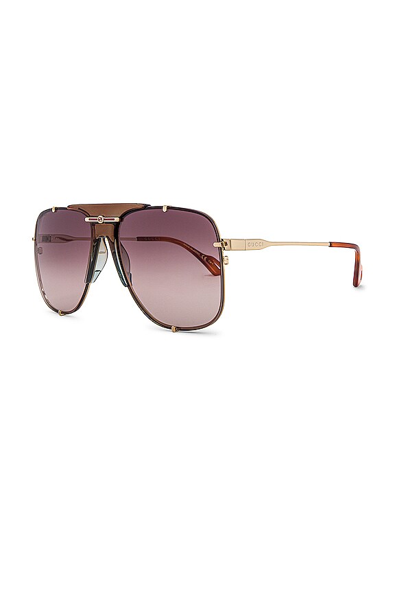 view 2 of 3 GAFAS DE SOL OVERSIZED EMBELLISHED PILOT in Shiny Gold Transparent Brown & Brown Gradient