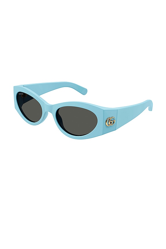 view 2 of 3 GAFAS DE SOL TIPO OJO DE GATO DE ACETATO in Shiny Solid Light Blue