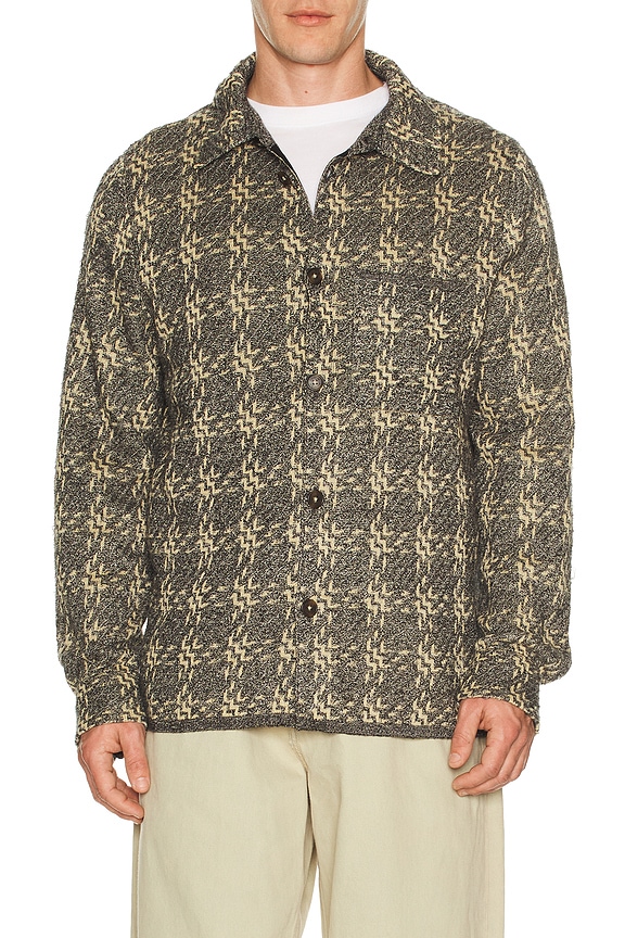 view 1 of 4 Plaid Linen Blend Work Shirt in Black Combo