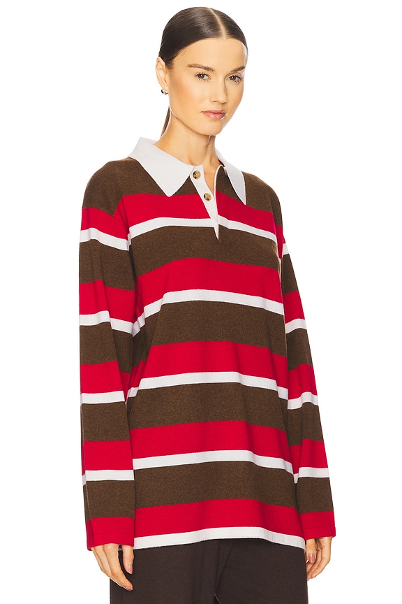 view 2 of 4 Striped Rugby in Chestnut & True Red Stripe