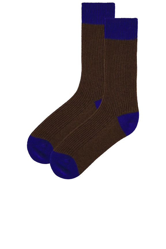 view 2 of 2 CALCETINES in Chestnut & Cobalt