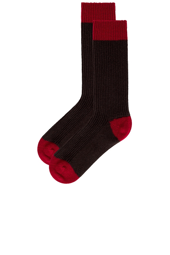 view 2 of 2 The Soft Socks in Burnt Cocoa & Ruby