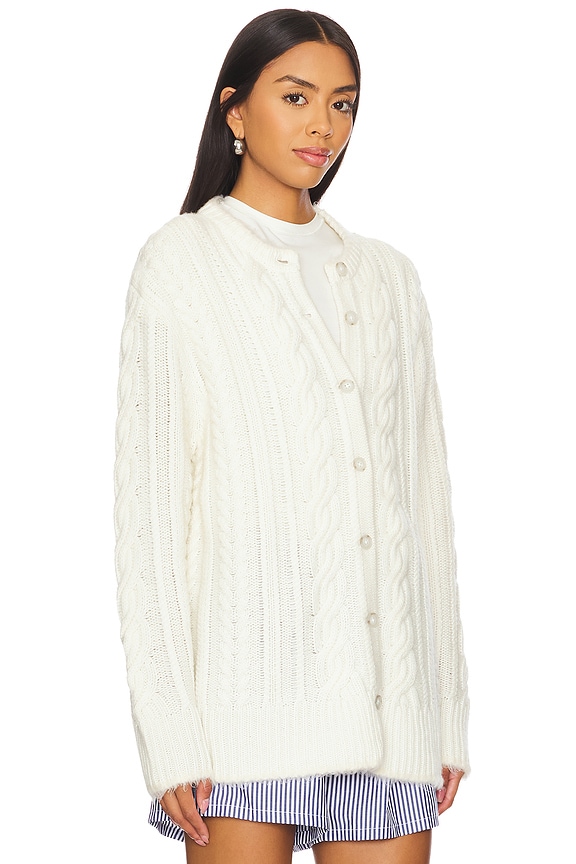 view 2 of 4 Rossella Cable Cashmere Cardigan in Cream