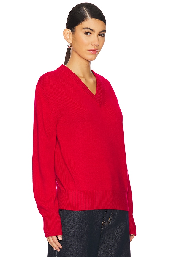 view 2 of 4 The V Cashmere Sweater in True Red