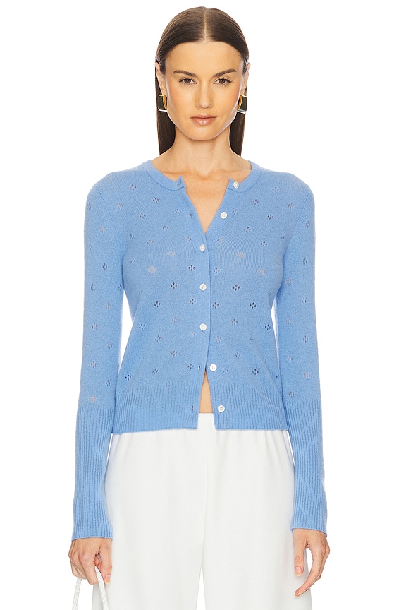 view 1 of 5 Jane Pointelle Cashmere Cardigan in French Blue