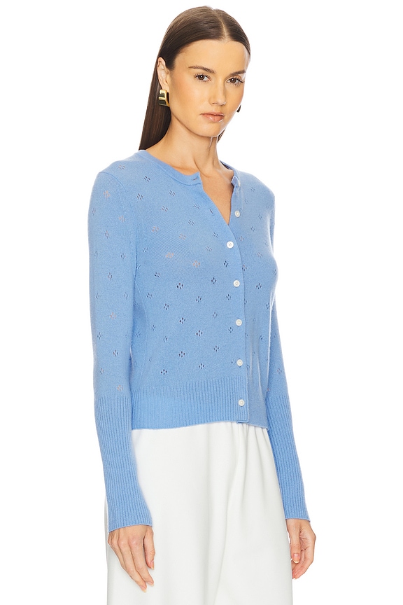 view 2 of 5 Jane Pointelle Cashmere Cardigan in French Blue