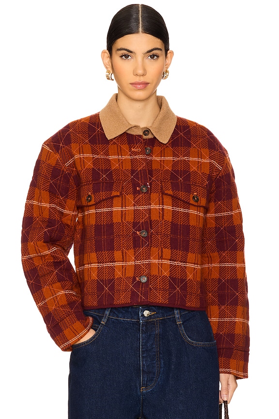 view 2 of 5 Tartan Cropped Cashmere Jacket in Plum Combo